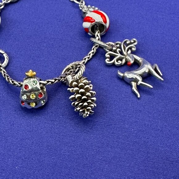 Brighton Christmas Theme Silver Plated Charm Bracelet & Earrings - Picture 7 of 16